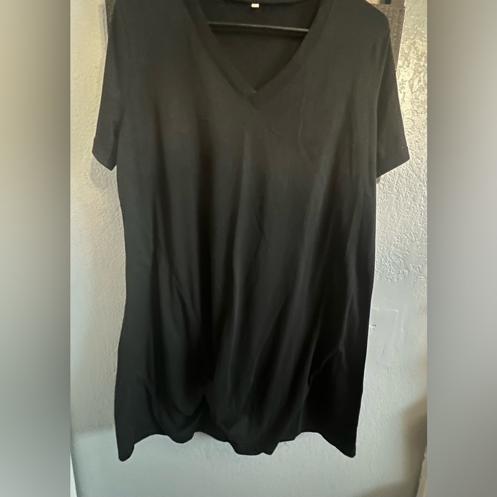 Black V-Neck T-Shirt Dress